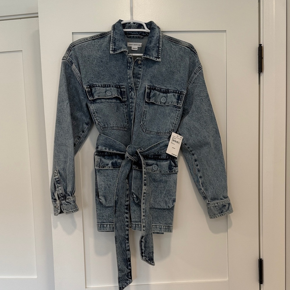 Good American Denim Belted Cargo Jacket